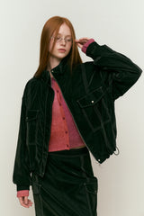 COLLECTION SOFT VELVET WOVEN JUMPER [BLACK]