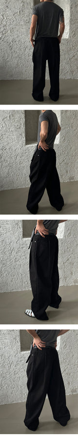 [UNISEX] Tuck wide denim pants (2color)