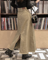 Fringe incision long skirt