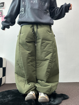 ヒーターパディング❤スナップオーバーロングパンツ 🩶🖤💚3COLOR