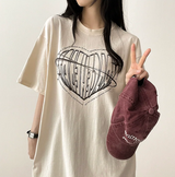 Face Heart Boxy Fit Short Sleeve T-shirt