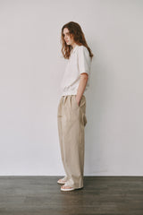 Wide two tuck pants (Beige)