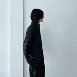 Dark-Tone Minimal Plaid Shirt