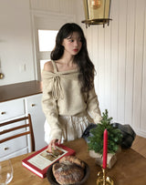 マーズリボンオフショルダーニット