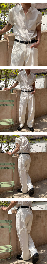 [Unisex] Islet cotton semi wide pants(3color)