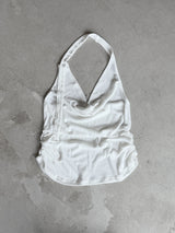 Woolen Cowl Neck Eyelet Halter Top