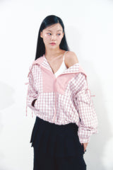 Check Ribbon Wind Breaker Pink