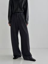 Pleddy Stripe Back Banding Wide Slacks (2color)