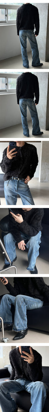 [Unisex] Fade cutting long flare denim pants
