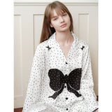Black and white polka dot printed pajamas｜Suitable for all seasons
