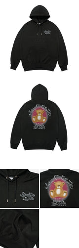 24FW BLUR SKETCH BEAR HOODIE BLACK