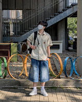 Patchwork Half Shirt Jacket
