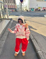 ルドルフィンノーズドローウィンスノーフレークニットジップアップジャケット
