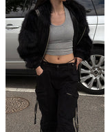 [Unisex] Fur 2way hood zip up(4color)