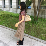 Lina Striped Cap Sleeve Short Sleeve T-Shirt 2 Colors