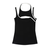 Layered jersey sleeveless (BLACK)