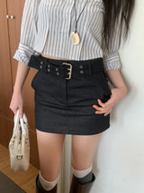 クロードベルトデニムミニスカート