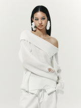 DAMAGE OFF SHOULDER KNIT WHITE