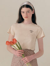 MAISON DE ROLA スモール ロゴ Tシャツ ベージュ