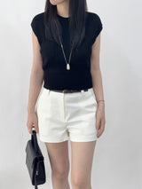 Shannon Cap Sleeveless Ribbed Short Sleeve Knit T-shirt