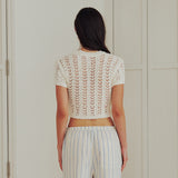 Sheer Crop Knit Top (IVORY)
