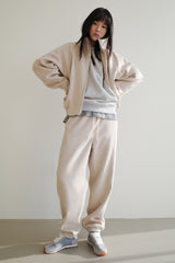 Wool jogger pants, Cream