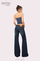 ディープブルー フロー ブーツカット デニムパンツ レギュラー (LONG)