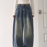 [Long/Short length] Eton One Pintuck Washed Wide Denim Pants