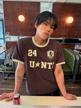 Untitled Heritage Crest Ringer Crop Short Sleeve Brown