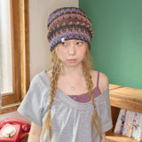 wave pattern beanie purple