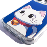 1980's キャット (ブルー - ホワイト) ゲルハードフォンケース