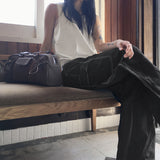 Potal stitch color combination nylon two-way cargo long wide jogger pants