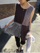Loen Patchwork Slip Dress (2color)