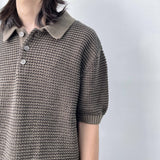 Muted Grid Knit Short Sleeve Top