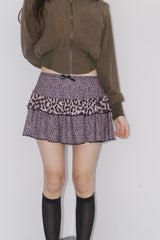 Leopard sweet frill skirt