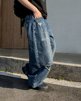Part Blue Wash Distressed Denim