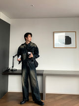 LMN Unbay Brush Crop Over Denim Jacket (3 colors)