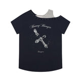 (DUC) BB Layered One-Shoulder T-Shirt Dark Navy