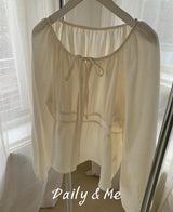 Ribbon shirring blouse(2color)