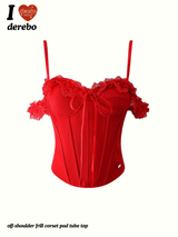 off-shoulder frill corset pad tube top