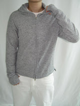 Slim Fit Finger Hole Ribbed Cropped Hood Zip-Up (2c)