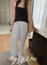 striped banding pants