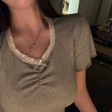 [BELLIDE MADE] アイレットリボンフリルシャツ
