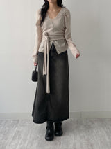 611 A-line Long Denim Skirt