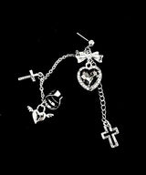 Black Heart Lock Earrings&Ear Cuffs 1PC