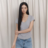 C 90S LINE V-NECK HALF-SLEEVE T-SHIRT_GREY