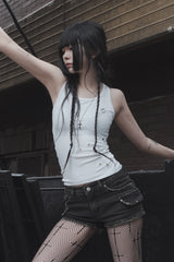 silent symbol eyelet sleeveless (white)