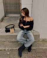Easy wide denim pants