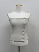 Button Ribbed Layered Tube Top