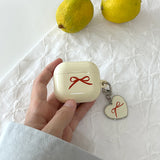 ribbon heart epoxy keyring(ivory)
